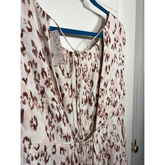 NWT Free People Printed Mini Short Dress Ivory Combo Medium Open Back Coastal - Picture 6 of 10